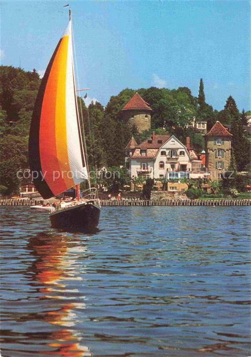 ueberlingen Bodensee BW Kneippkrankenhaus Seeburg Segelboot Ansicht vom See aus