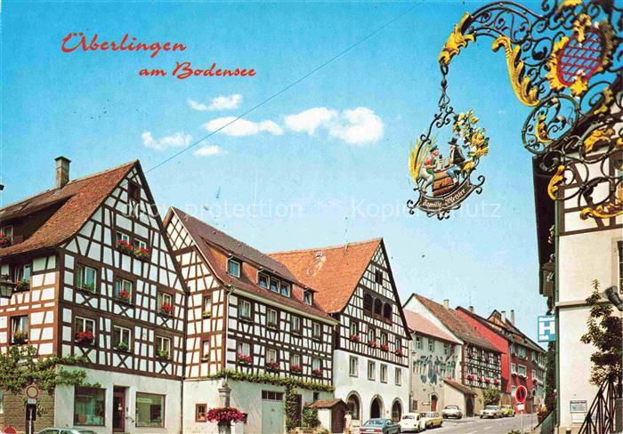 ueberlingen Bodensee BW Motiv Altstadt Fachwerkhaeuser Tuerschild