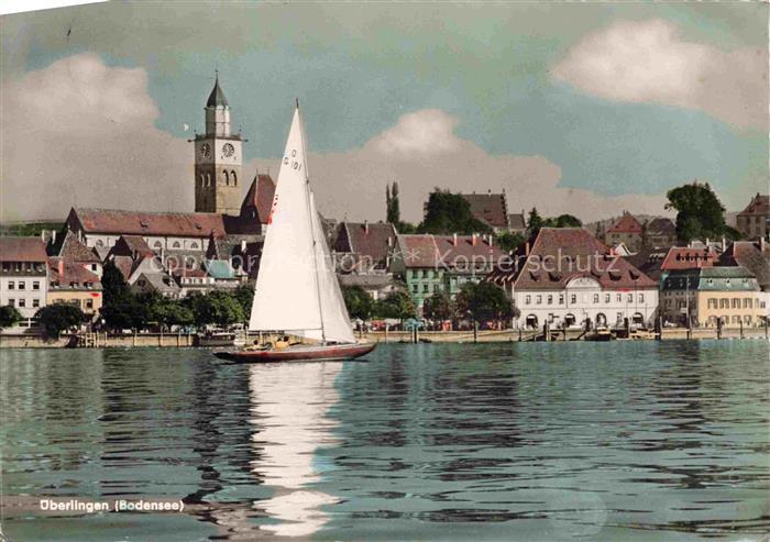 ueberlingen Bodensee BW Ansicht vom See aus Segelboot