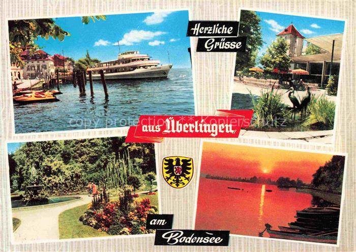 ueberlingen Bodensee BW Anleger Faehre Kurpark Sonnenuntergang