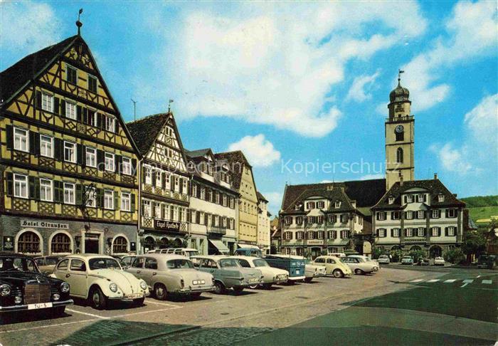 BAD MERGENTHEIM BW Marktplatz Fachwerkhaeuser Kirche