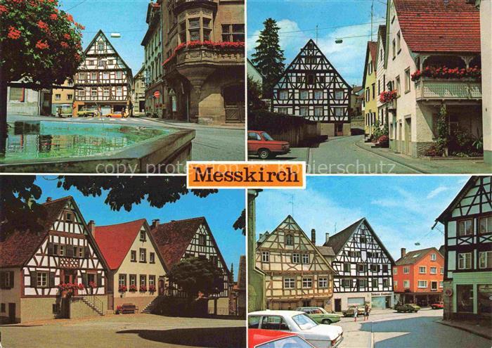 Messkirch Alte Fachwerkhaeuser Marktplatz Rathaus Mauchen-Muehle im Krieseloch H