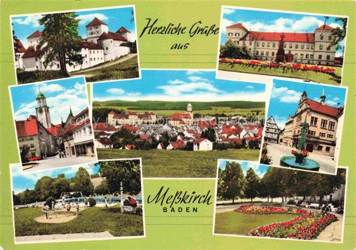 Messkirch Teilansichten Ortszentrum Kirche Park Freibad