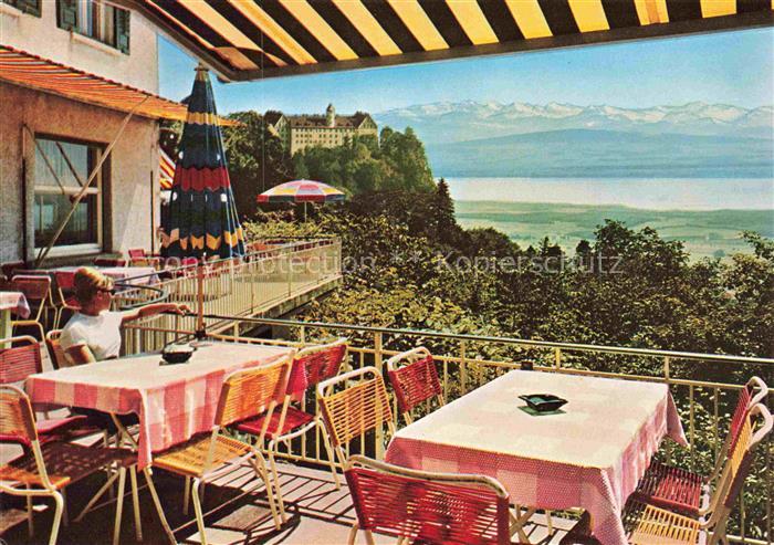 Heiligenberg Baden Hotel Post Blick von der Hotelterrasse auf Schloss Heiligenbe