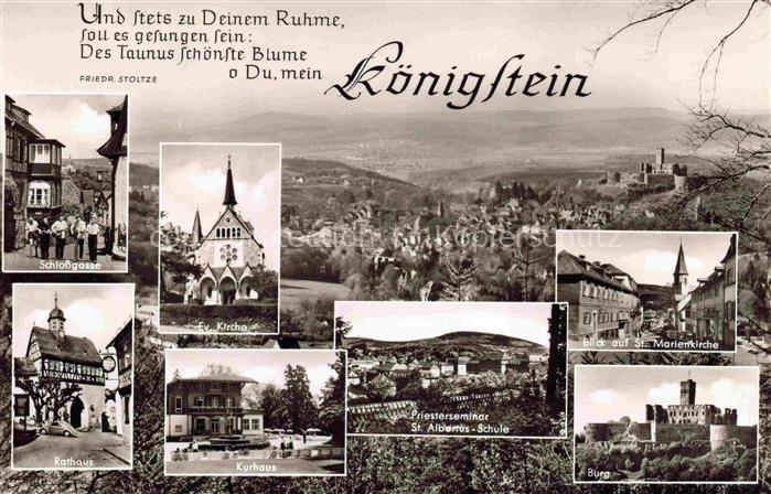Koenigstein  Taunus Schlossgasse Rathaus Ev Kirche Kurhaus Panorama Priestersemi