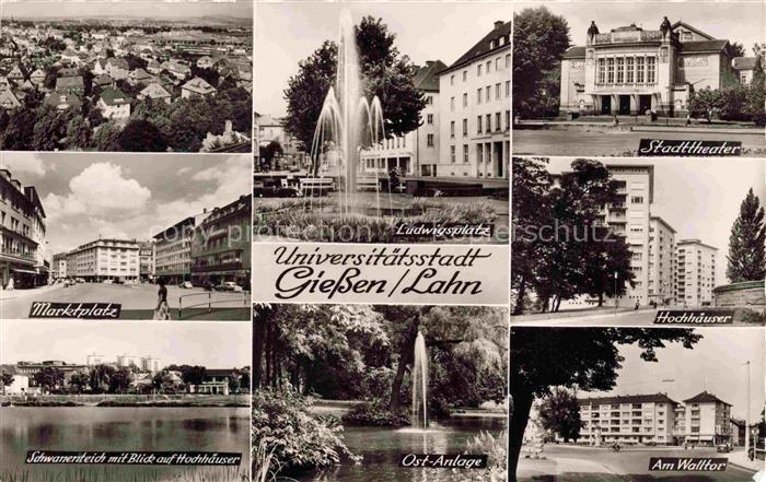 GIEssEN  Lahn Marktplatz Schwanenteich Ludwigsplatz Ost Anlage Stadttheater Hoch