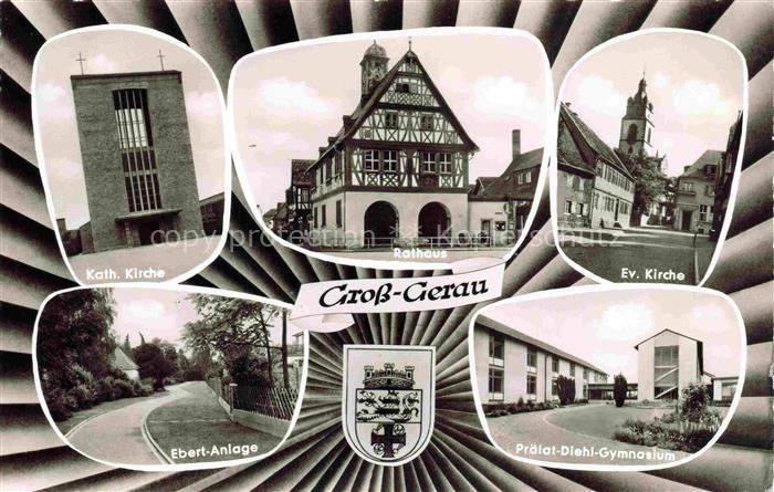 Gross-Gerau Kath Kirche Rathaus Ev Kirche Ebert Anlage Praelat Diehl Gymnasium