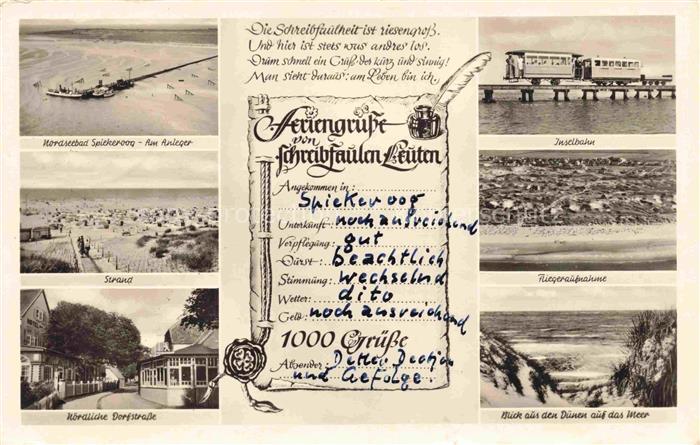 Spiekeroog Nordseeinsel Niedersachsen Anleger Strand Dorfstrasse Inselbahn Panor