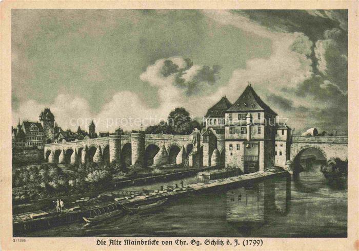 FRANKFURT AM MAIN Alte Mainbruecke Zeichnung