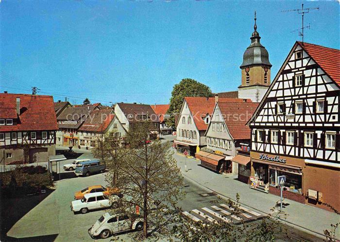 Grossheppach Weinstadt BW Prinz Eugen Platz und Ev Kirche