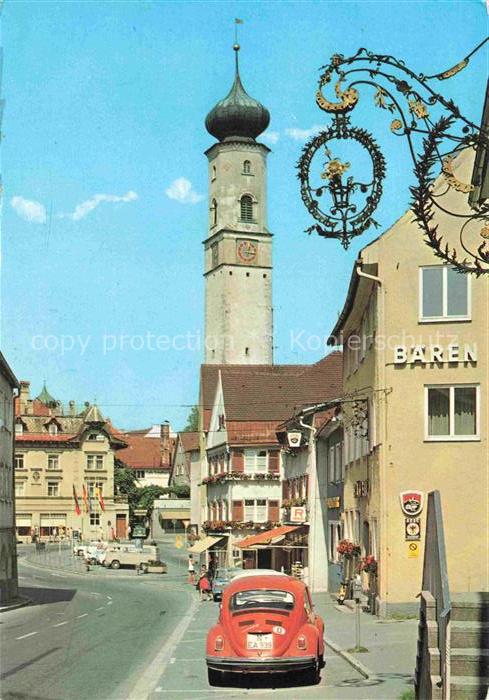 Isny Allgaeu Bayern Lindauer Strasse mit Blaserturm