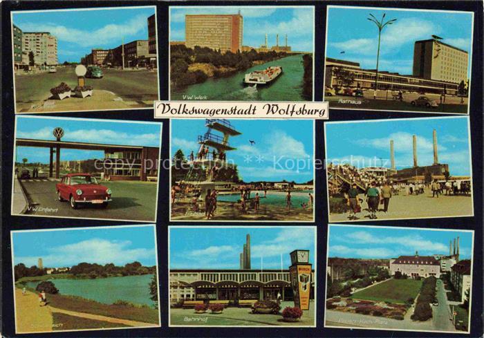 WOLFSBURG Niedersachsen Porschestr VW Einfahrt Teich VW Werk Freibad Bahnhof Rat