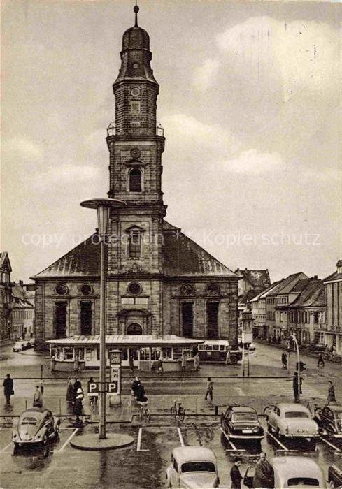 ERLANGEN Bayern Hugenottenplatz mit Hugenottenkirche