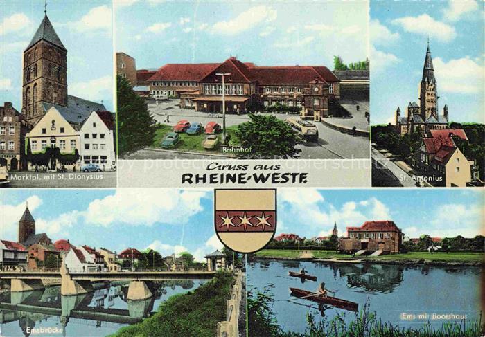 RHEINE WESTFALEN Marktplatz mit St Dionysus Bahnhof St Antonius Emsbruecke Emspa