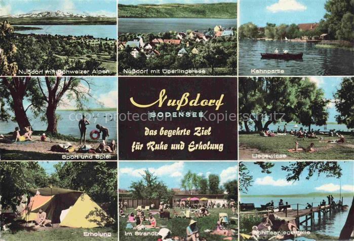 Nussdorf Bodensee ueberlingen BW Panorama ueberlingersee Kahnpartie Strand Liege