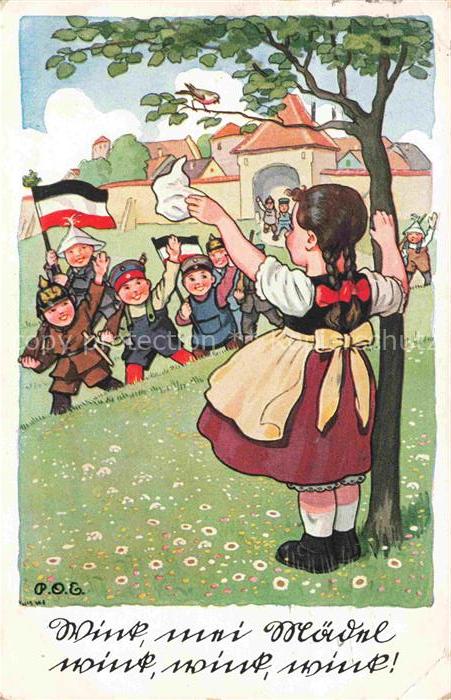 POE P.O.E. Engelhard Kuenstlerkarte Kinder Militaria