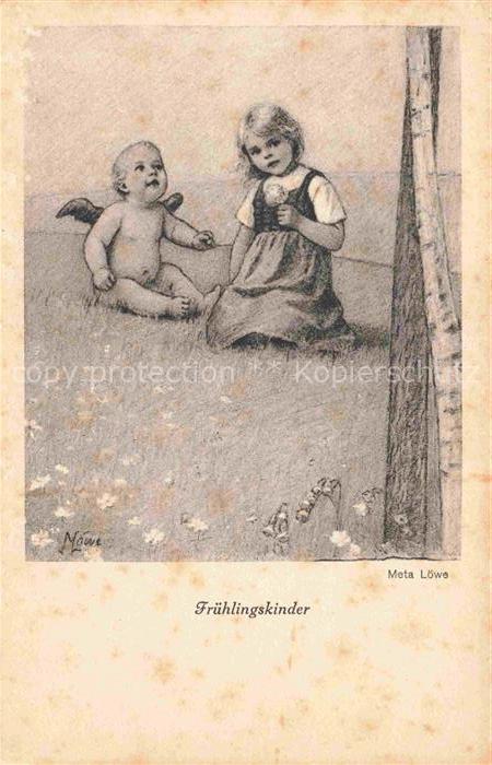 LoeWE Meta Kuenstlerkarte Fruehlingskinder Engel