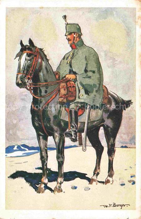 BURGER Willy F.  Kuenstlerkarte Feldpost Pferd Schweiz