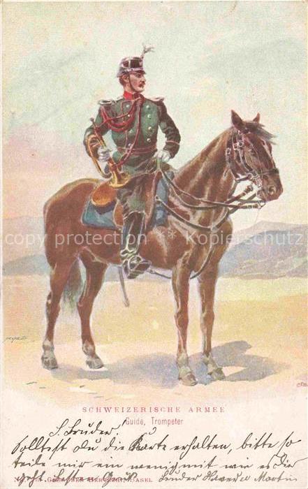 Militaria Schweiz Armee Guide Trompeter Pferd