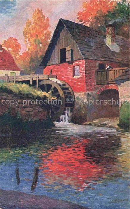 JANSEN E. Kuenstlerkarte die Rote Muehle