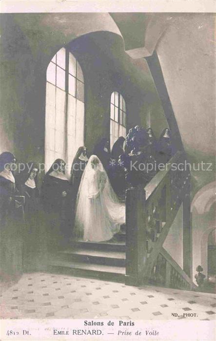 RENARD Emile Kuenstlerkarte Prise de Voile Hochzeit