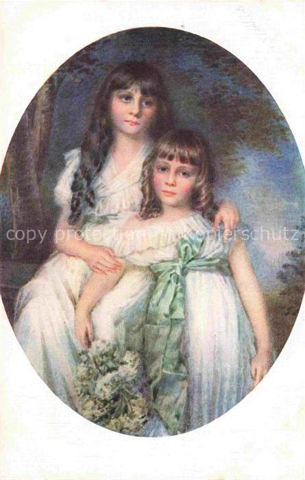 FAURE Helene Kuenstlerkarte Germaine et Madelaine Kinder Maedchen