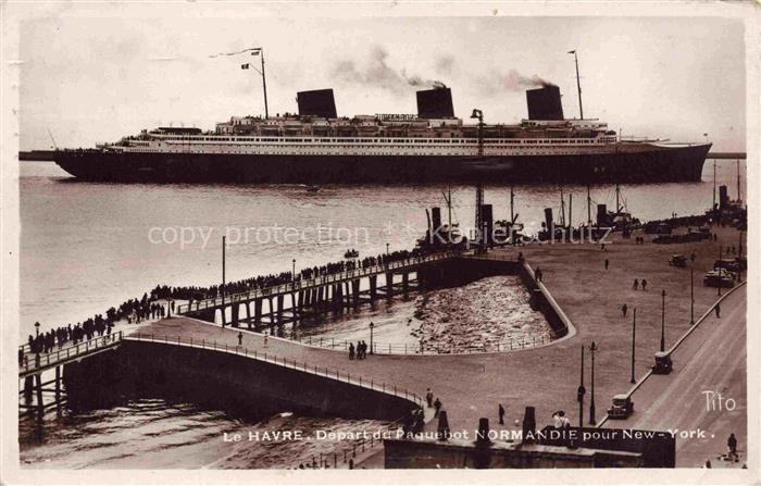 Dampfer Oceanliner Le Havre Normandie New York