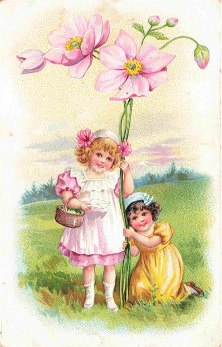 Kinder Child Enfants Litho Blumen