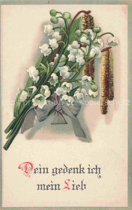 Maigloeckchen Lily of the Valley Muguet Mughetto-- Litho