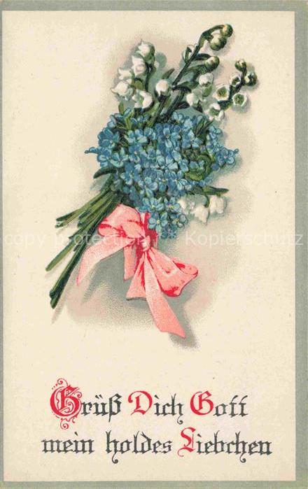 Maigloeckchen Lily of the Valley Muguet Mughetto-- Litho