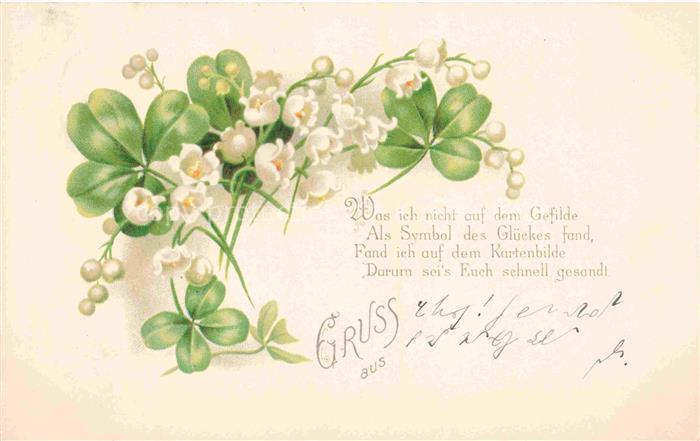 Maigloeckchen Lily of the Valley Muguet Mughetto-- Gruss aus Courier Kleeblatt