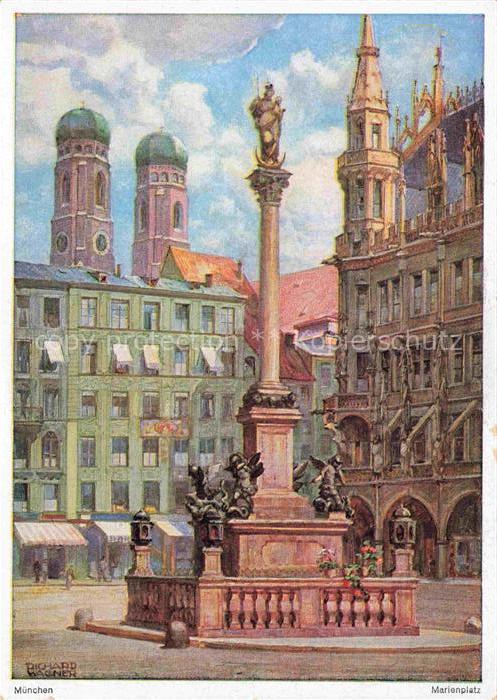 WAGNER Richard Kuenstlerkarte Muenchen Marienplatz