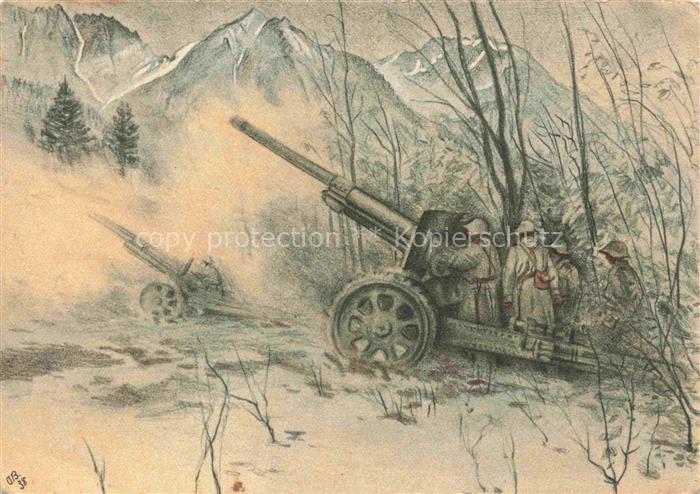 Militaria Schweiz Kanone Soldaten
