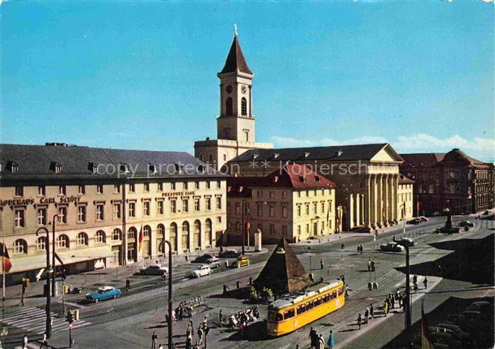 STRAssENBAHN Tramway-- Karlsruhe Marktplatz Stadtkirche