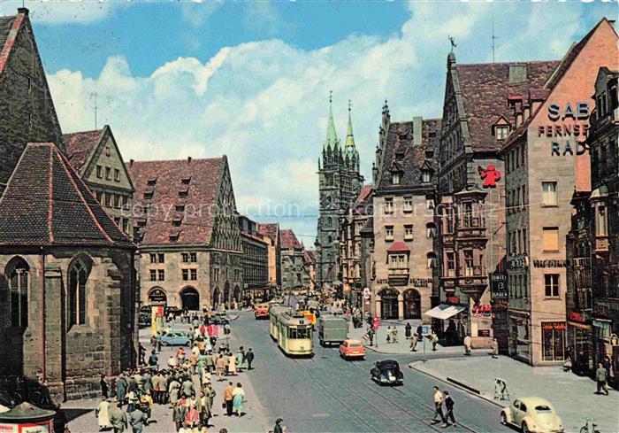 STRAssENBAHN Tramway-- Nuernberg Koenigstrasse Lorenskirche