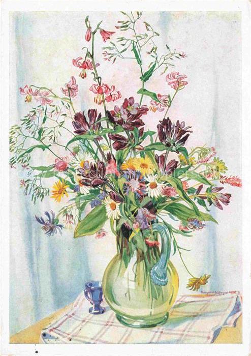 WOLFINGER Margret Kuenstlerkarte Wild Blumen