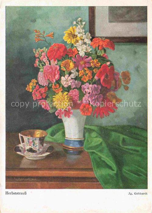GEBHARDT Jg. Kuenstlerkarte Herbstblumen