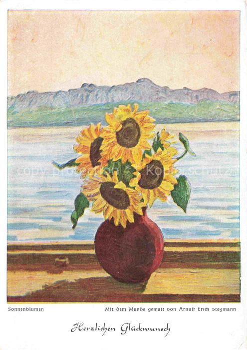 STEGMANN Arnulf Erich  Kuenstlerkarte Sonnenblumen