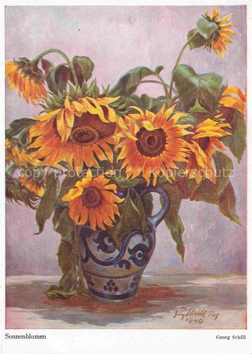 SCHILL Georg Kuenstlerkarte Sonnenblumen