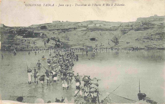 Zidania Maroc Marokko Colonne Tadla Juin 1913 Traversee de l'Ouem R'Bia a Zidani