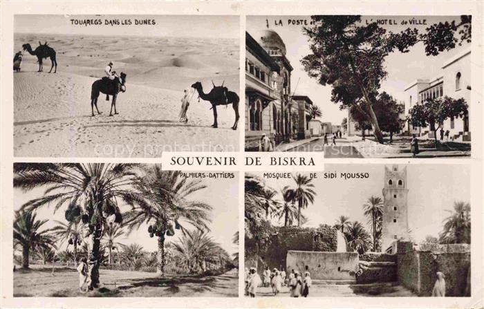 Biskra Algerie Touaregs dans les Dunes Palmiers Dattos La Poste Hotel de Ville M