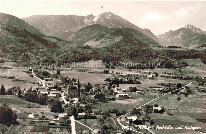 Bergen Chiemgau Traunstein Bayern Fliegeraufnahme mit Hochfelln und Hochgern