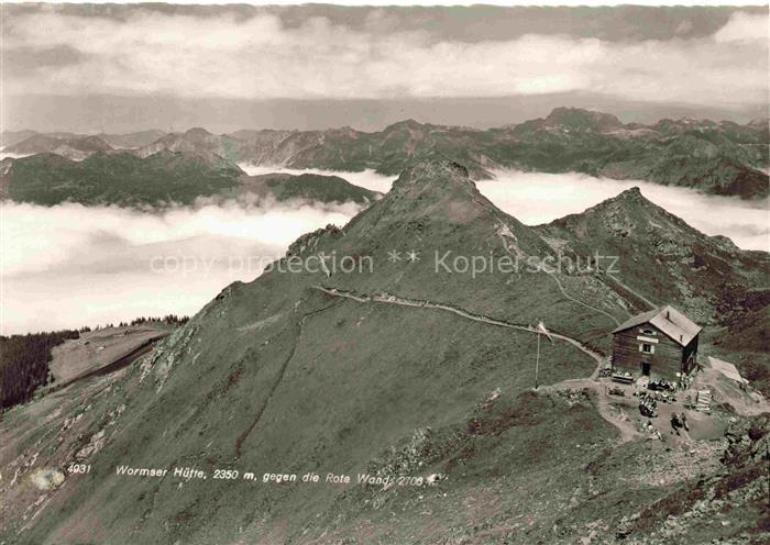 Wormserhuette 2350m Kuehtal Montafon AT Fliegeraufnahme mit Rote Wand
