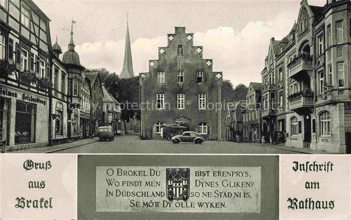 Brakel Westfalen Marktplatz Rathaus Inschrift