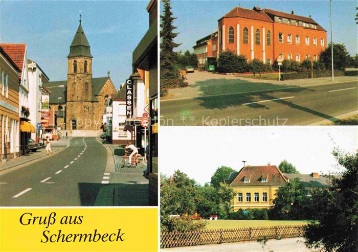 Schermbeck  Niederrhein Wesel NRW Strassenpartie Kirche Park