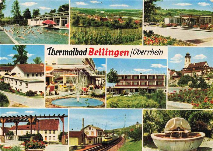 Bad Bellingen Thermalbad Panorama Springbrunnen Kirche Carport Bahnhof Brunnen