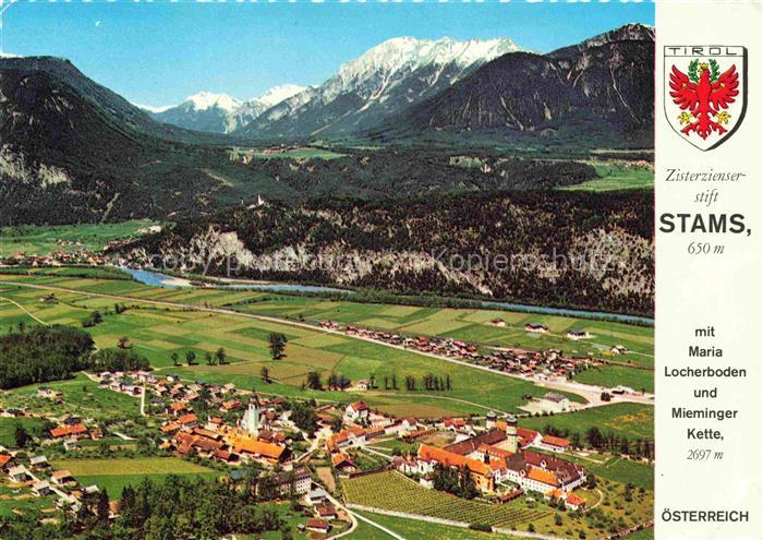 Stams Tirol  AT Fliegeraufnahme mit Maria Locherboden und Mieminger Kette