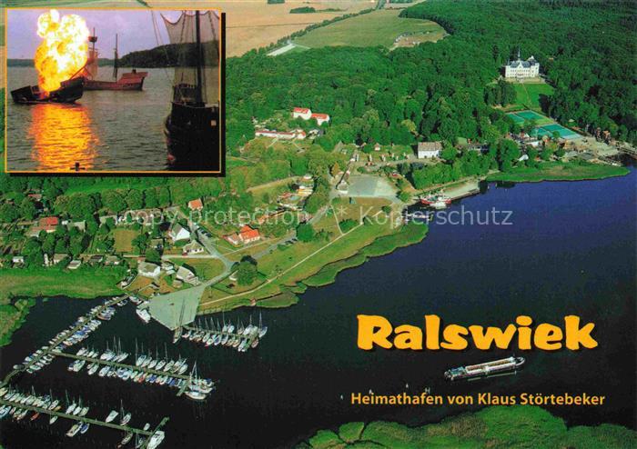 Ralswiek RueGEN Fliegeraufnahme Yachthafen Brennendes Boot