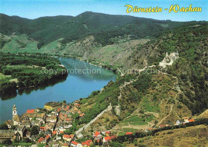 Duernstein Wachau Niederoesterreich AT Fliegeraufnahme mit Pfarrkirche Maria Him