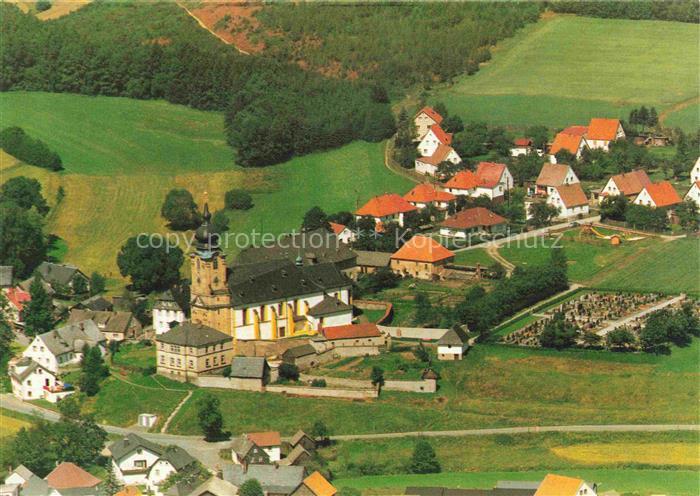 Marienweiher Marktleugast Kulmbach Bayern Fliegeraufnahme mit Kirche